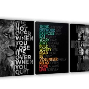set of 3 Motivational sticky canvas frames for wall decore / sticky phototiles for office and home workplace